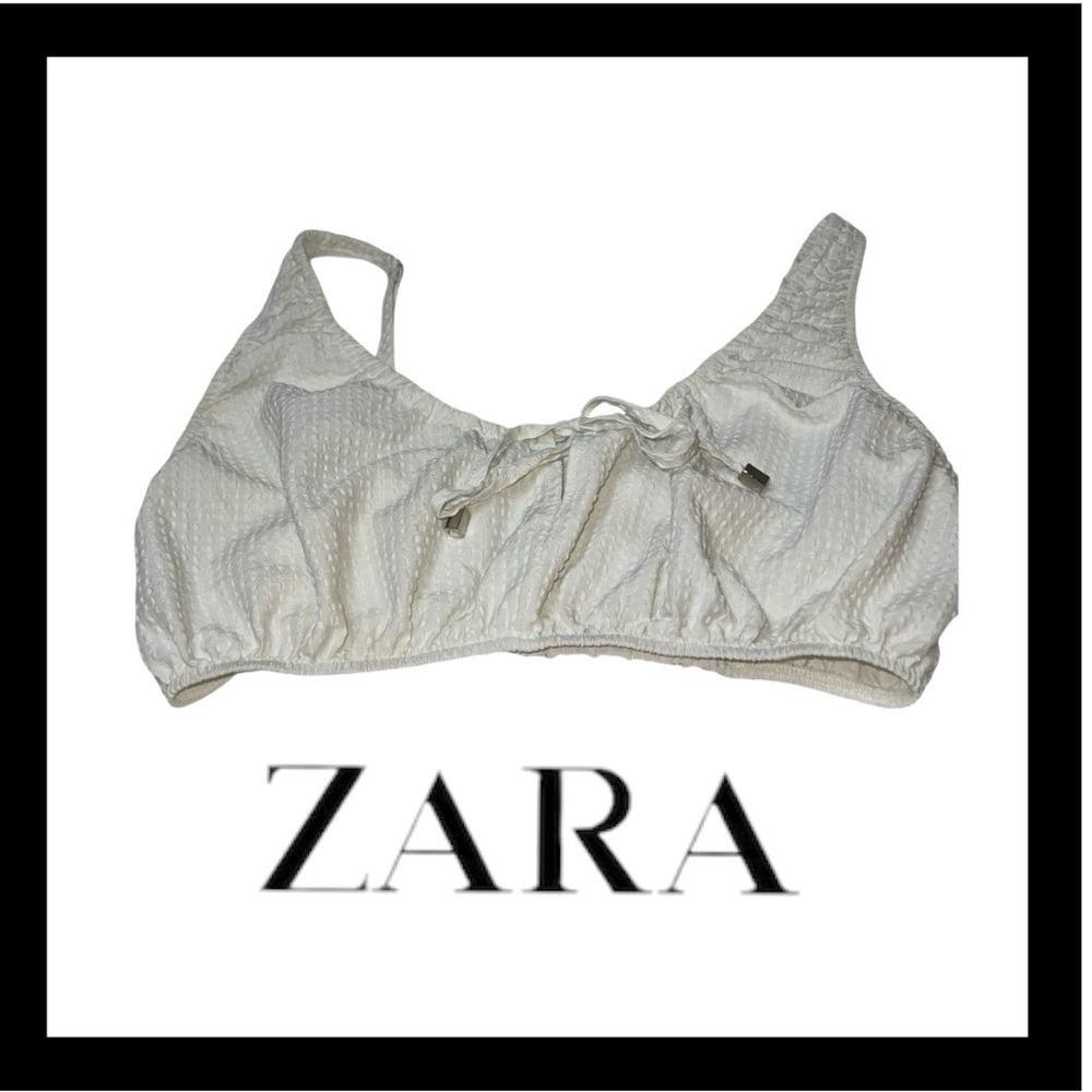 zara white crop top size m cottagecore top